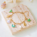 Summer Beach Trendy Pearl Shell Starfish Charm Bracelet for Women Gold Color Link Chain Bracelets Vacation Jewelry Accessories