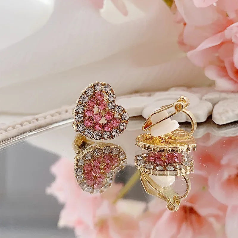 Ear Clip Without Ear Hole Women's Summer Ear Bone Clip Light Luxury Small Opal Heart Resin Stone Earrings Temperament Versatile