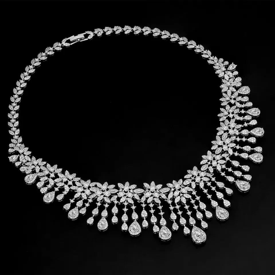 2024 Hot Sale 4 Pieces Super Luxury Cubic Zirconia Bridal Jewelry Set Nigeria Dubai Jewelry Set Bridal Accessories