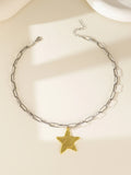 1pc Summer Beach Starfish Pendant Chunky Chain Necklace, Suitable For Women's Daily, Party, Vacation, Travel Wear