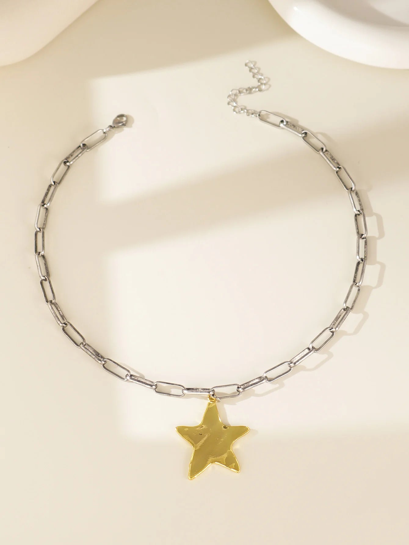 1pc Summer Beach Starfish Pendant Chunky Chain Necklace, Suitable For Women's Daily, Party, Vacation, Travel Wear