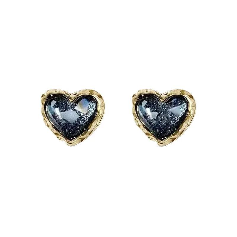 Ear Clip Without Ear Hole Women's Summer Ear Bone Clip Light Luxury Small Opal Heart Resin Stone Earrings Temperament Versatile