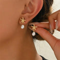 Boho Ocean Style Starfish Shell Pendant Earrings for Women Summer Seaside Conch Scallop Pearl Earring Beach Party Charm Jewelry